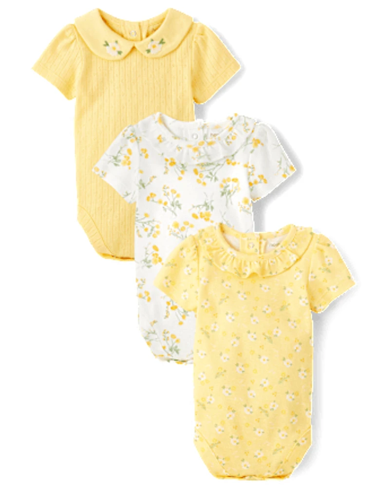 Baby Girls Floral Bodysuit 3-Pack - Homegrown by Gymboree
