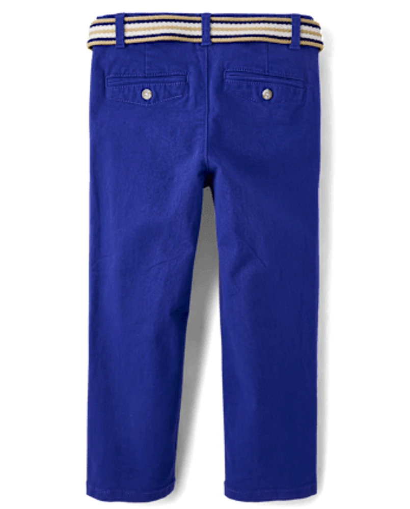 Boys Belted Chino Pants - Blue Belle