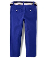 Boys Belted Chino Pants - Blue Belle