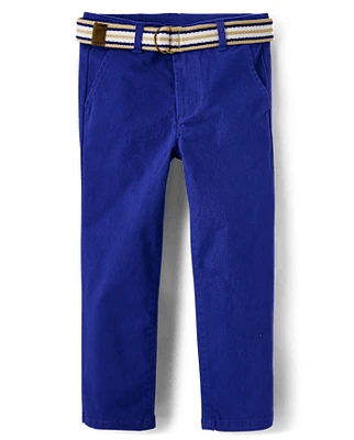 Boys Belted Chino Pants - Blue Belle