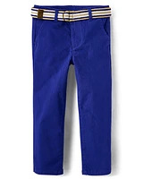 Boys Belted Chino Pants - Blue Belle