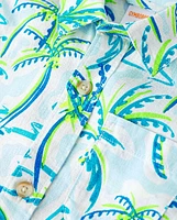 Boys Palm Tree Linen-Blend Button Up Shirt - Swim