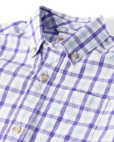 Boys Dad And Me Plaid Poplin Button Up Shirt - Lavender Fields