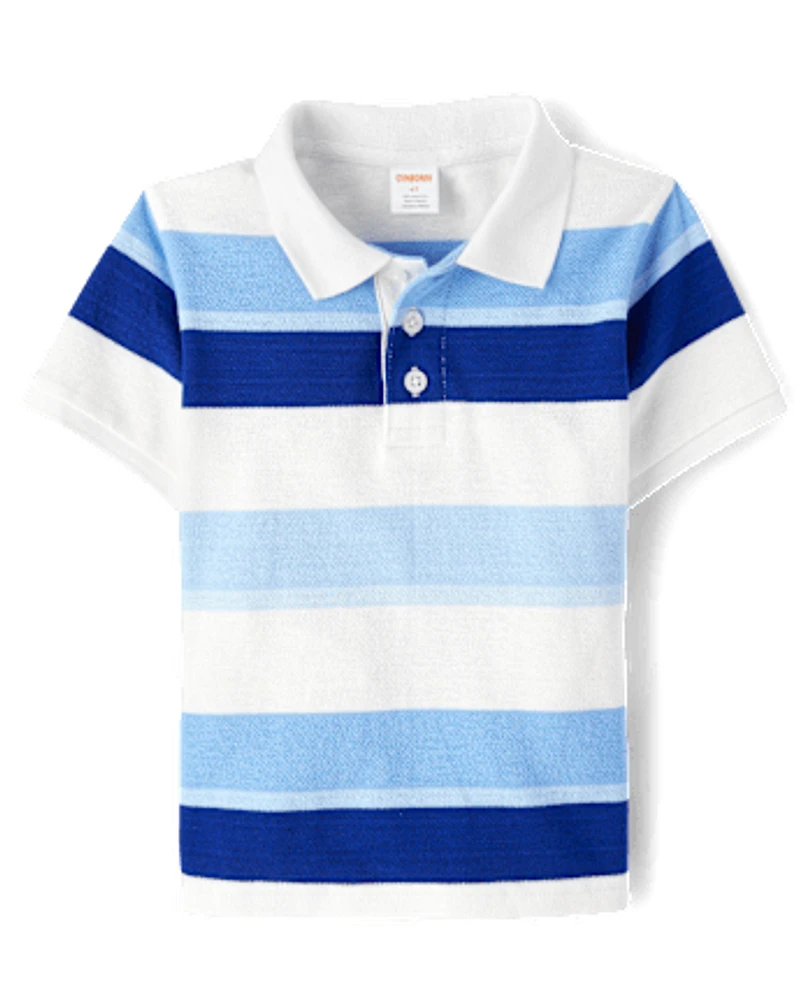 Boys Striped Polo - Blue Belle