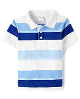Boys Striped Polo - Blue Belle
