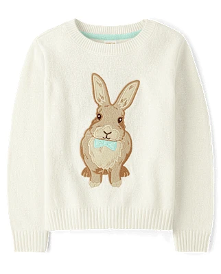Boys Embroidered Bunny Sweater - Spring Celebrations
