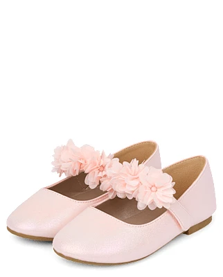 Girls Floral Ballet Flats - Blushing Blooms
