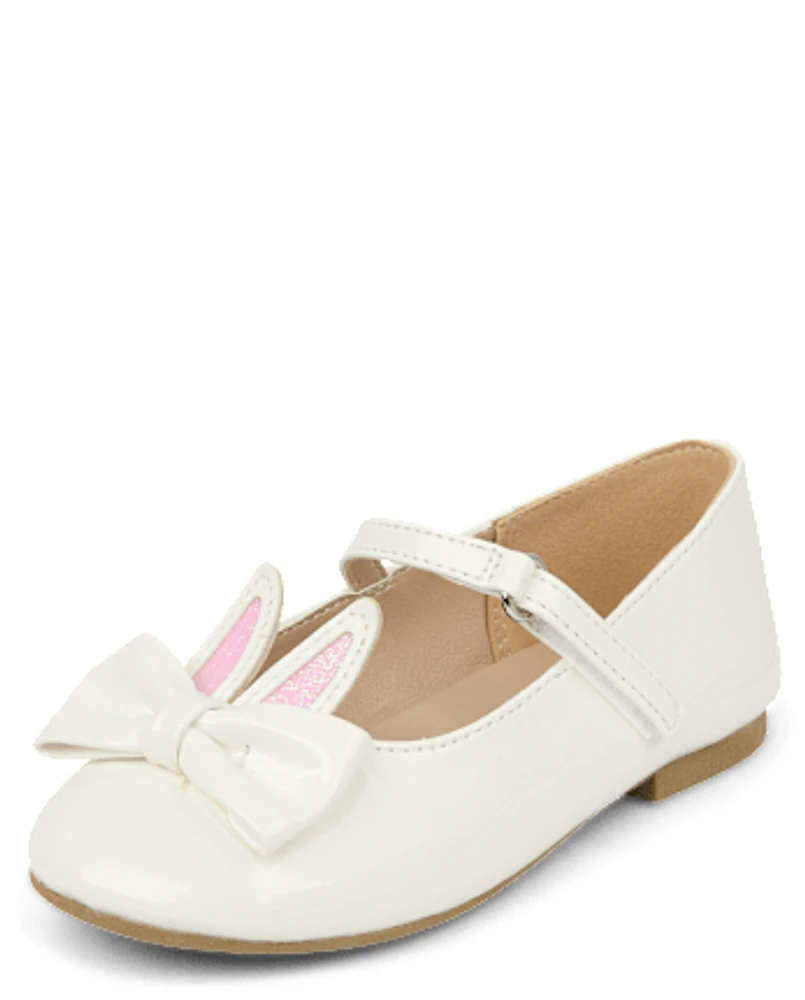 Girls Bunny Bow Ballet Flats - Garden Party