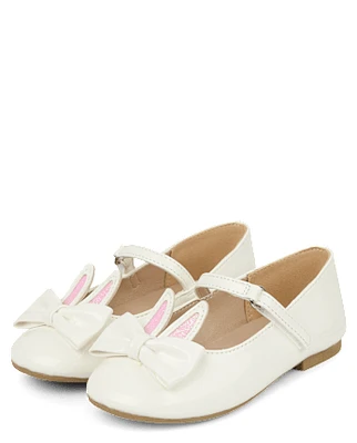 Girls Bunny Bow Ballet Flats - Garden Party