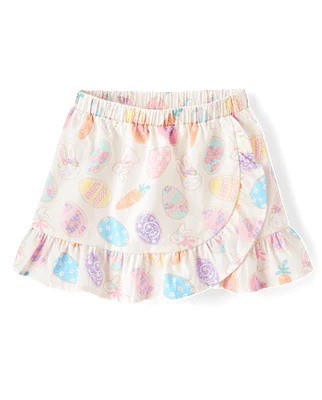 Girls Easter Egg Ruffle Wrap Skort - Garden Party