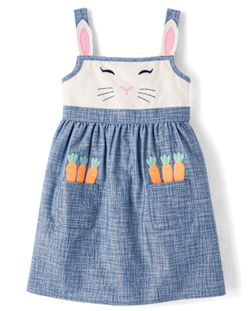 Girls Embroidered Bunny Jumper - Garden Party