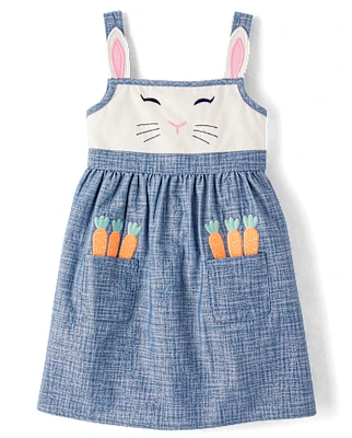 Girls Embroidered Bunny Jumper - Garden Party