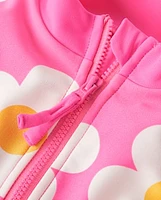 Girls Print Rashguard One Piece Swimsuit