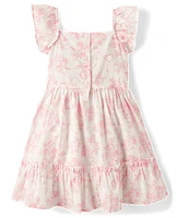 Girls Floral Ruffle Tiered Dress - Blushing Blooms