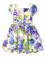 Girls Mommy And Me Floral Bow Fit Flare Dress - Lavender Fields