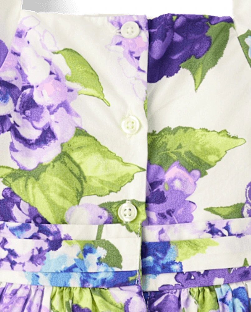 Girls Mommy And Me Floral Bow Fit Flare Dress - Lavender Fields