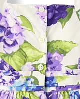 Girls Mommy And Me Floral Bow Fit Flare Dress - Lavender Fields