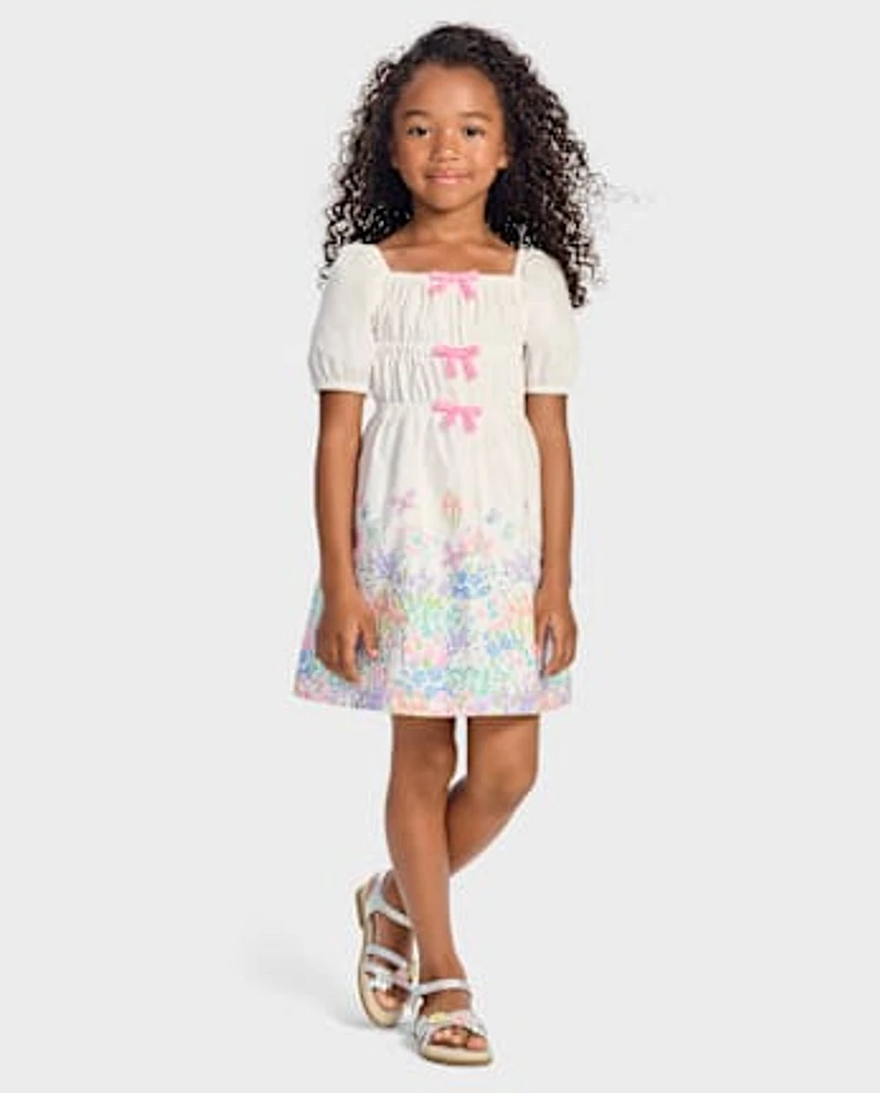 Robe fleurie à nœud en forme de lapin pour fille - Garden Party