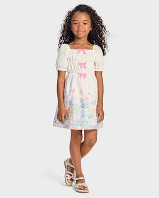 Robe fleurie à nœud en forme de lapin pour fille - Garden Party