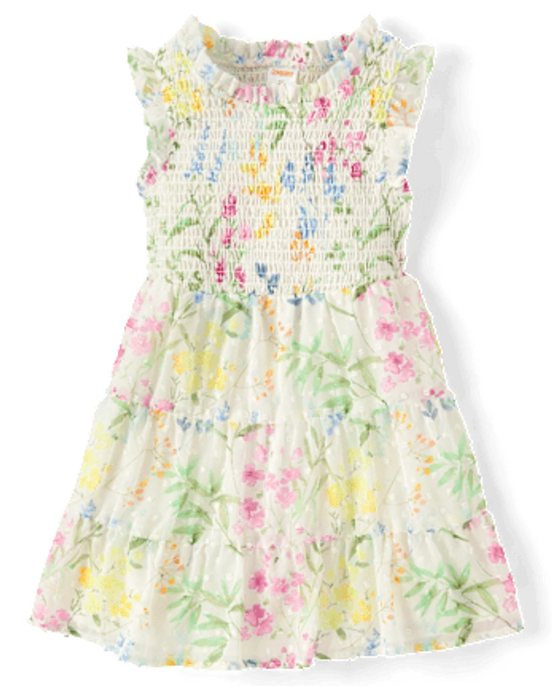 Girls Mommy And Me Floral Tiered Dress - Garden Party