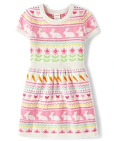 Girls Bunny Fairisle Sweater Dress - Garden Party