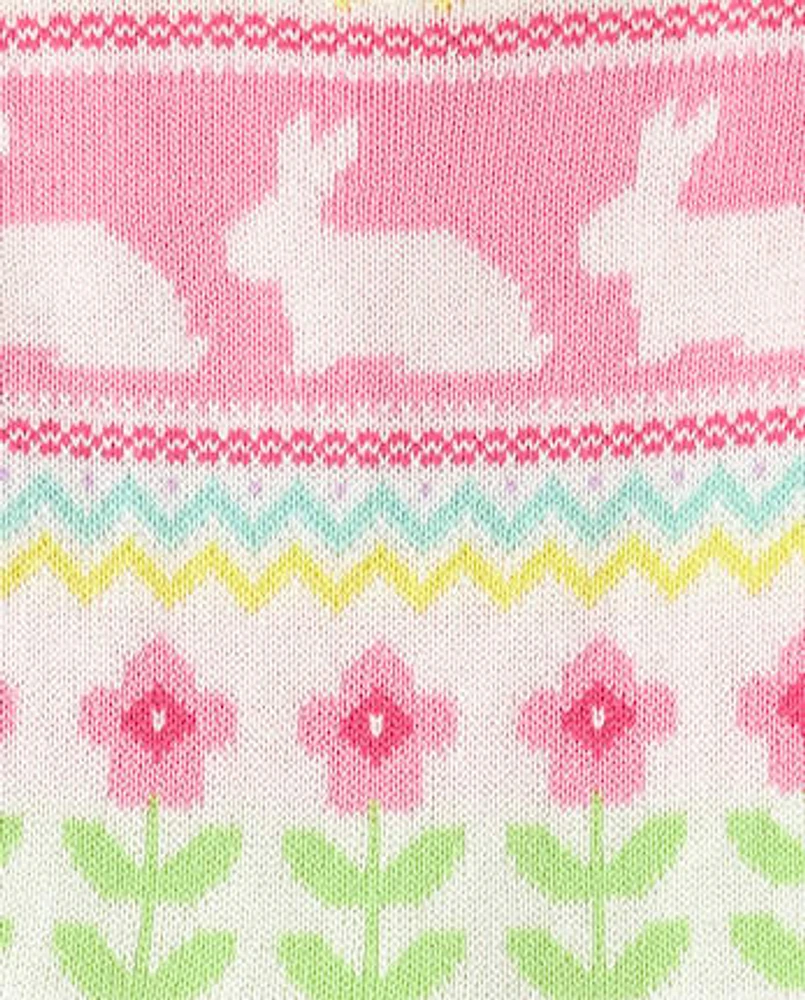 Girls Bunny Fairisle Sweater Dress - Garden Party
