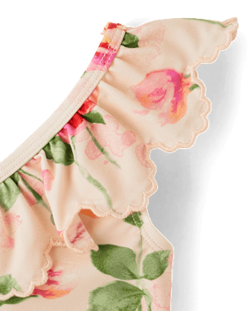 Maillot de bain une pièce à œillets et fleurs pour fille - Swim