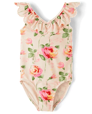 Maillot de bain une pièce à œillets et fleurs pour fille - Swim