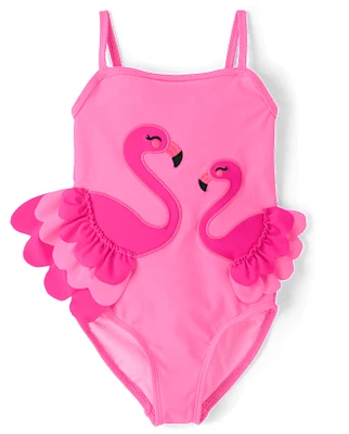 Girls Flamingo One Piece Swimsuit - Swim