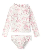 Girls Floral Rashguard Swimsuit - Swim