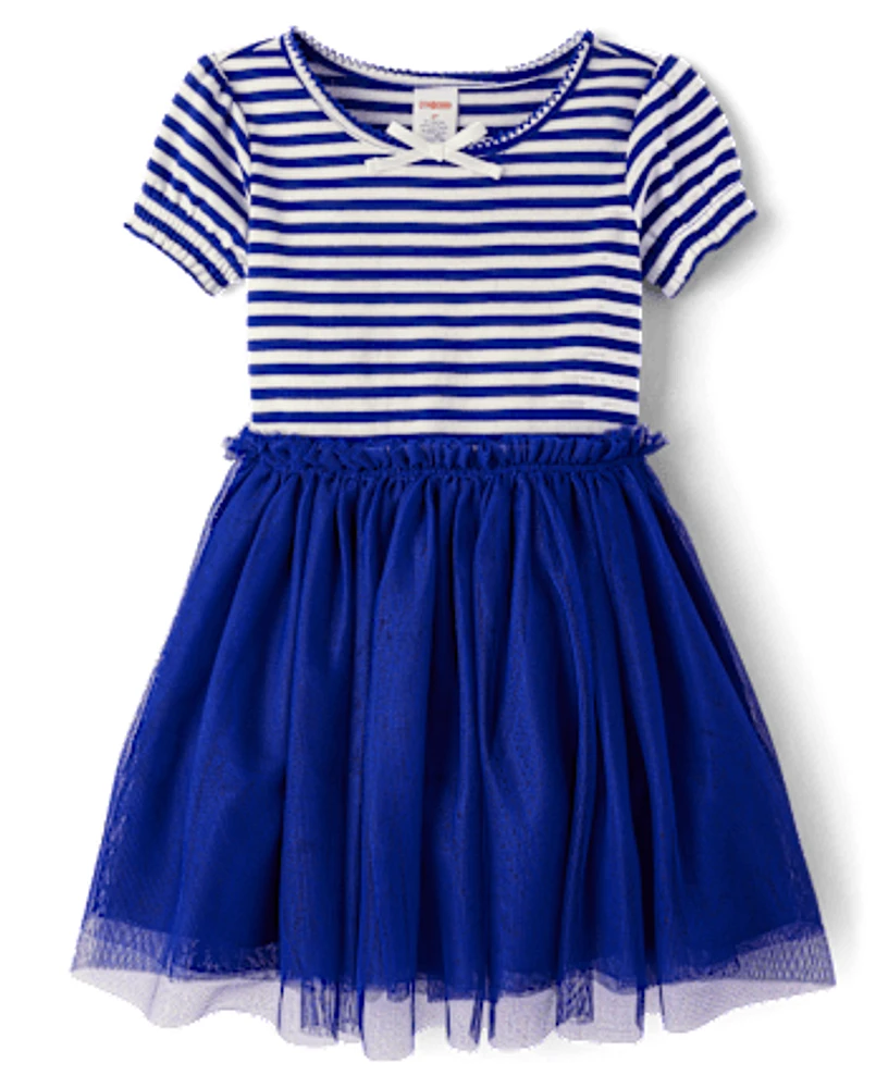 Robe ajustée et évasée à rayures pour fille