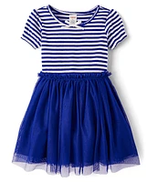 Robe ajustée et évasée à rayures pour fille