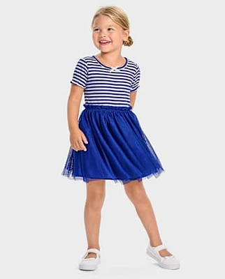 Robe ajustée et évasée à rayures pour fille