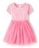 Girls Striped Fit And Flare Dress