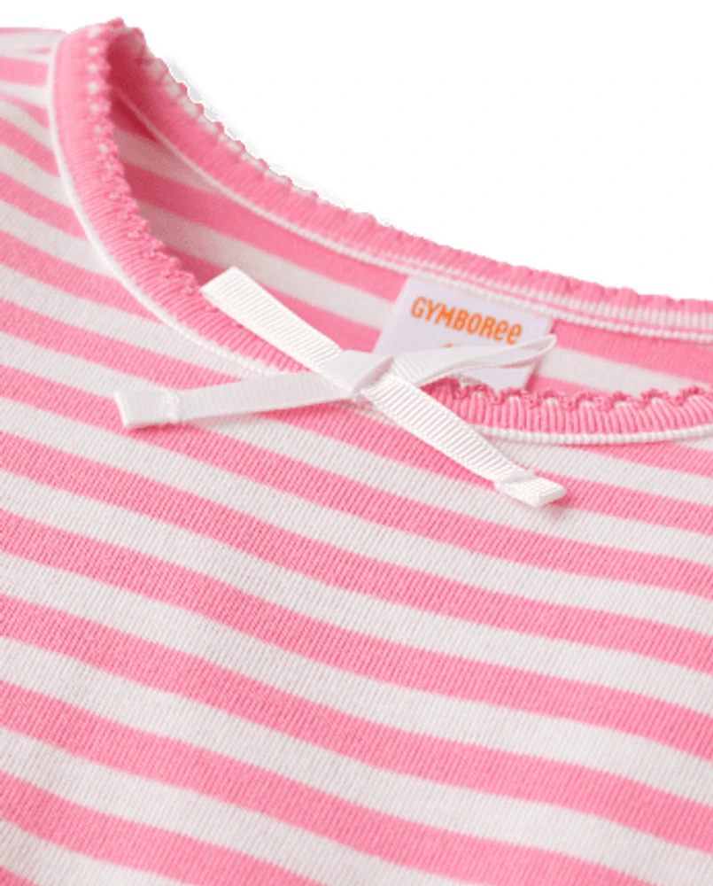 Girls Striped Fit And Flare Dress
