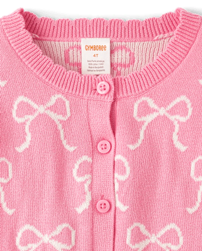 Cardigan à nœud pour fille - Blushing Blooms