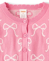 Cardigan à nœud pour fille - Blushing Blooms