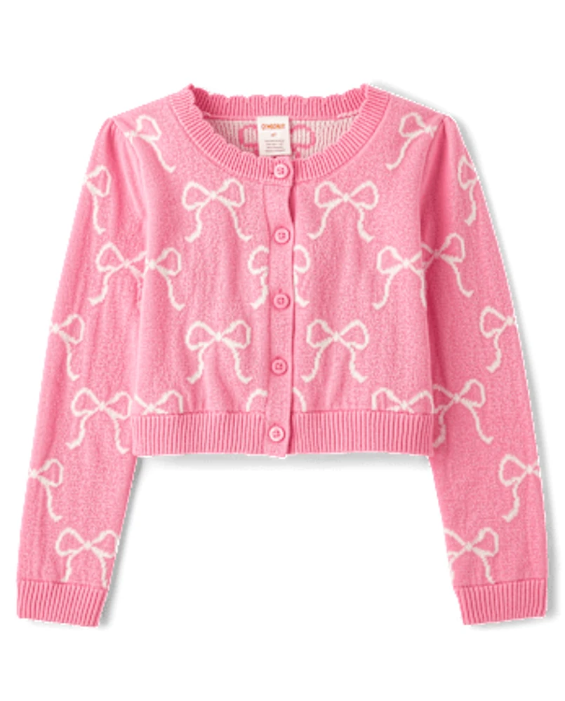 Cardigan à nœud pour fille - Blushing Blooms