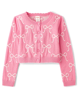 Cardigan à nœud pour fille - Blushing Blooms