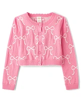 Cardigan à nœud pour fille - Blushing Blooms