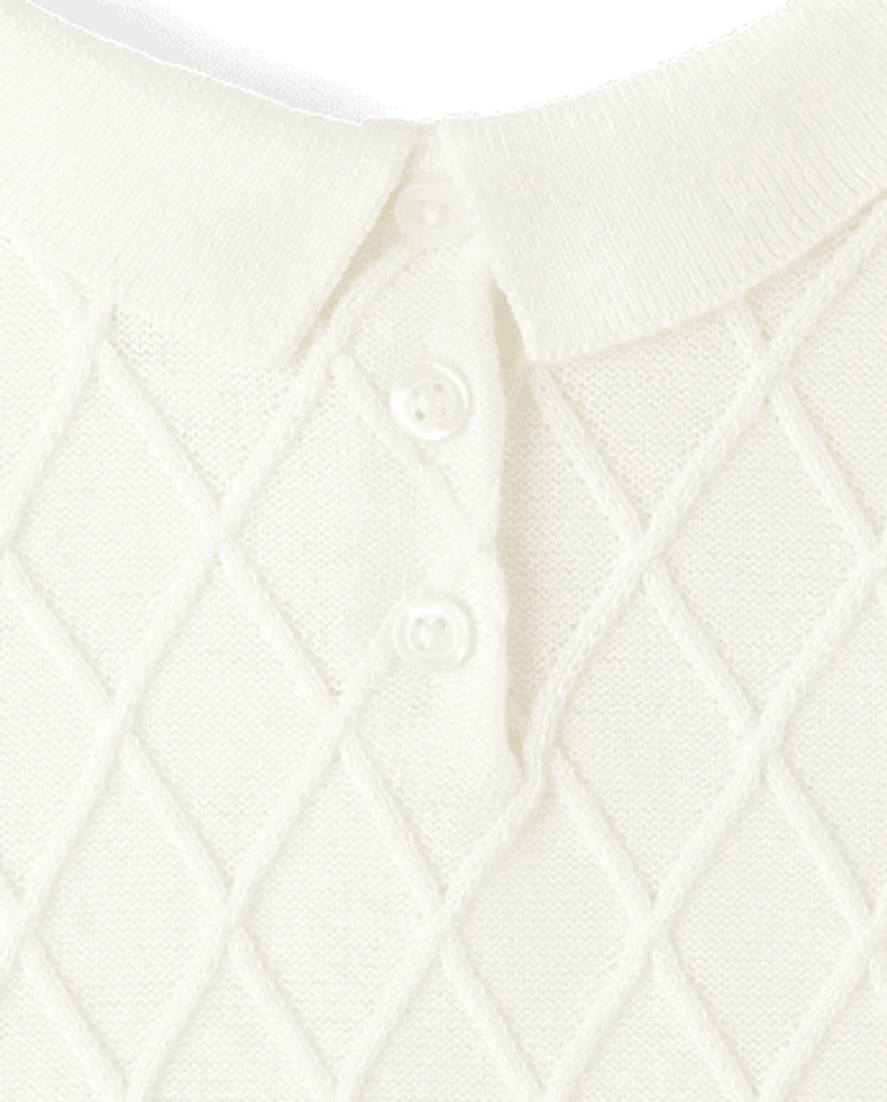 Girls Peter Pan Bow Sweater - Blue Belle
