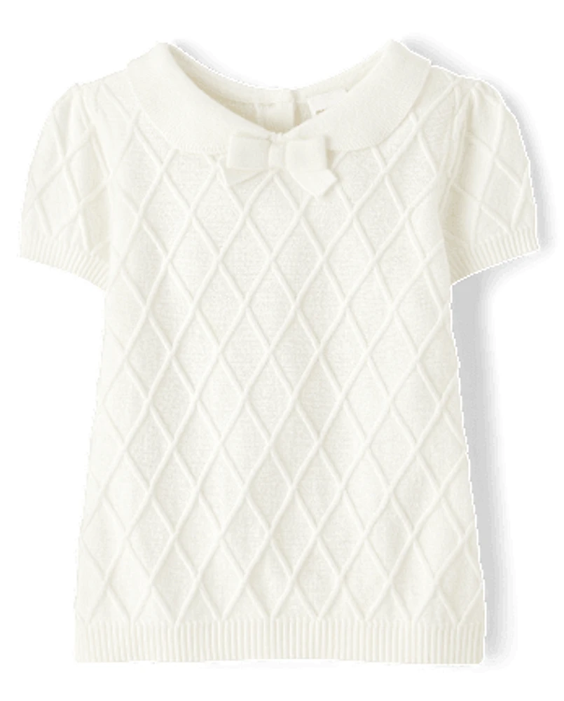 Girls Peter Pan Bow Sweater - Blue Belle