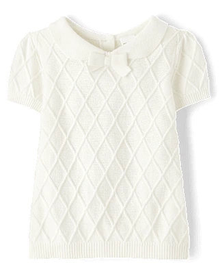 Girls Peter Pan Bow Sweater - Blue Belle