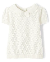 Girls Peter Pan Bow Sweater - Blue Belle