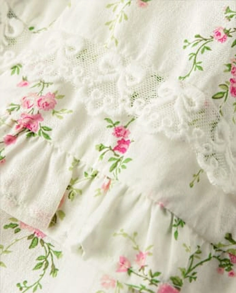 Jupe-short à volants et fleurs pour fille - Blushing Blooms