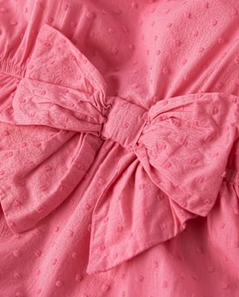 Girls Bow Ruffle Dress - Blushing Blooms
