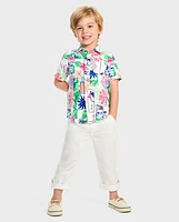 Boys Dad And Me Vacation Linen-Blend Button Up Shirt - Italian Riviera