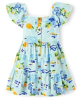 Girls Travel Linen-Blend Tiered Dress - Swim