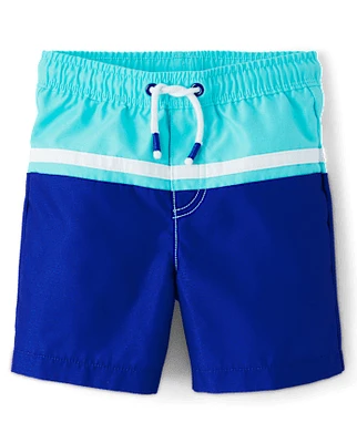 Boys Colorblock Swim Trunks