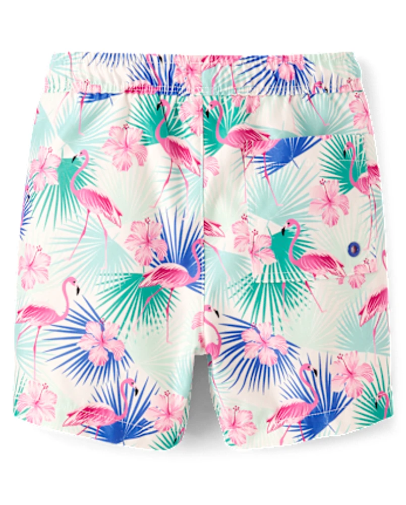Boys Flamingo Swim Trunks
